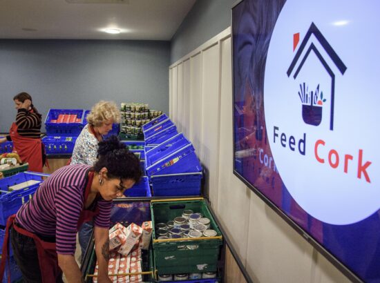 Volunteers at Feed Cork, preparing food hampers. A partner of Community Foundation Ireland responding to the cost of living crisis.