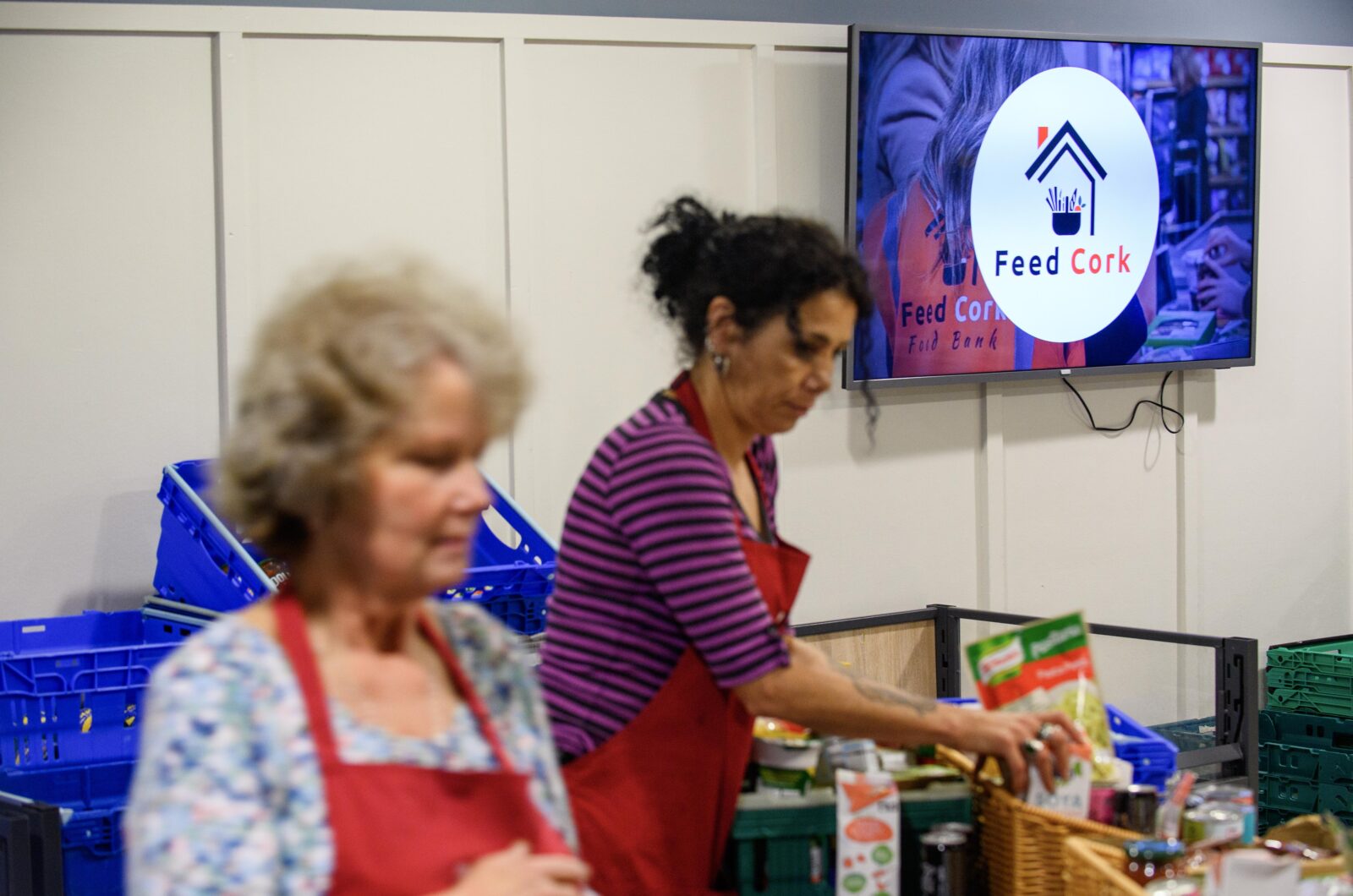 Our partner Feed Cork, volunteers and workers packing food to support local families in the city.